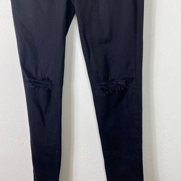 Kancan Naya Black Ripped Knee Distressed Denim Mid Rise Super Skinny Jeans 29 - Picture 4 of 8